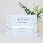 ブルーnホワイトフローラベイビーズブレスベビーシャワーRSVP 出欠カード (スタンド正面)