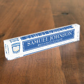 ブルーNYCギリシャ語ダイナーコーヒーカップレストランデリ デスクネームプレート (側面)