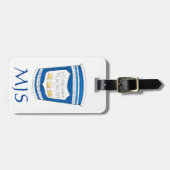 ブルーNYCギリシャ語ディナーデリコーヒーカップモノグラム ラゲッジタグ (正面横)