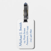 ブルーNYCギリシャ語ディナーデリコーヒーカップモノグラム ラゲッジタグ (裏面縦)