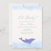 ブルーOhベビービーチ海ドルフィンベビーシャワー 招待状 (正面)