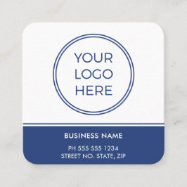 ブルーQRコードロゴ四角ビジネスカード スクエア名刺