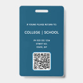 ブルーQRコード学校教師写真IDバッジ バッジ (裏面)