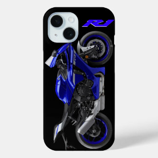 ブルーR1スポーツバイクバイク iPhone 15ケース