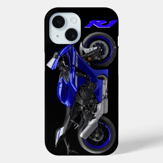 ブルーR1スポーツバイクバイク Case-Mate iPhoneケース (裏面)