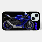 ブルーR1スポーツバイクバイク Case-Mate iPhoneケース (裏面 (横))