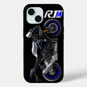ブルーR1Mスポーツバイク iPhone 15ケース