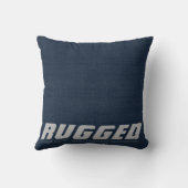 ブルーRUGGED厳しい決意の男らしい装飾用クッション クッション (裏面)