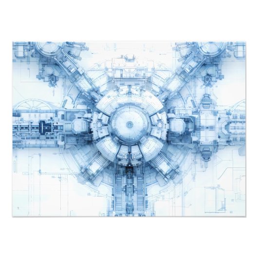 ブルーSci-Fi宇宙基地 フォトプリント (正面)