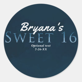 ブルーSWEET 16シックでエレガントな誕生日パーティーのお気に入り ラウンドシール