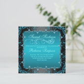 ブルーSweet sixteenスワール誕生日招待状 招待状 (スタンド正面)