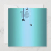 ブルーSweet sixteen誕生日招待状 招待状 (裏面)