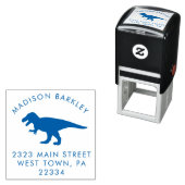 ブルーTレックス恐竜かわいいキッズディノ差出人住所 セルフインキングスタンプ (インサイチュ)