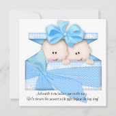 ブルーTWINSベビーシャワー招待状またはアナウンス 招待状 (正面)