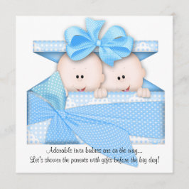 ブルーTWINSベビーシャワー招待状またはアナウンス 招待状