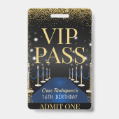 ブルーVIPパスハリウッドレッドカーペット誕生日バッジ バッジ (Back)