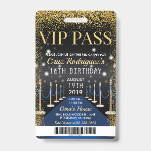 ブルーVIPパスハリウッドレッドカーペット誕生日バッジ バッジ
