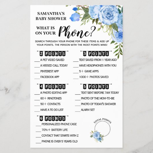 ブルーWhat is on Phoneバイリンガルシャワーゲームカード チラシ (正面)