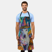 ブル不気味テリアハロウィーンウィッチとカボチャ エプロン (着用した状態)