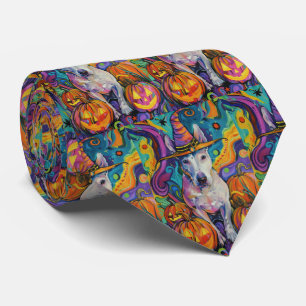ブル不気味テリアハロウィーンウィッチとカボチャ ネクタイ