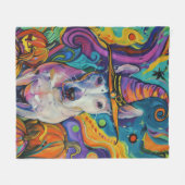 ブル不気味テリアハロウィーンウィッチとカボチャ フリースブランケット (正面(横))