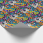 ブル不気味テリアハロウィーンウィッチとカボチャ ラッピングペーパー (角)