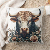 ブル威厳のあるイン開花 クッション (ブランケット)