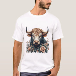 ブル威厳のあるイン開花 Tシャツ