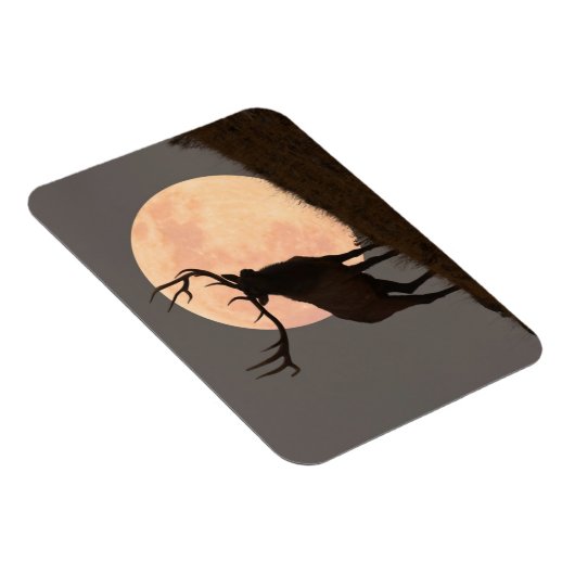 ブル威厳のあるエルクと満月の上昇 マグネット (右側)