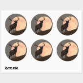 ブル威厳のあるエルクと満月の上昇 ラウンドシール (シート)