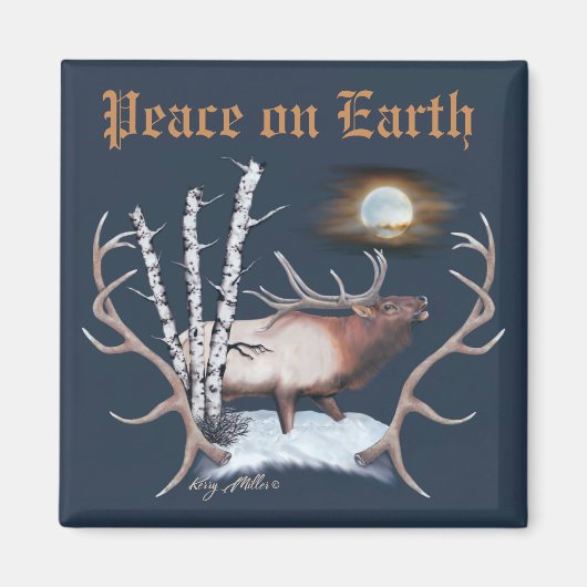 ブル威厳のあるエルク マグネット (正面)