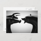 ブル対ベアーブラックとホワイト ポストカード (正面/裏面)