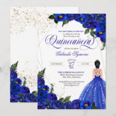 ブル王室のーフローラバラ&金ゴールドキンセニエレガントェラ  招待状 (正面/裏面)