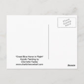 ブル素晴らしーヘロンが飛行中の鳥絵はがきに ポストカード (裏面)