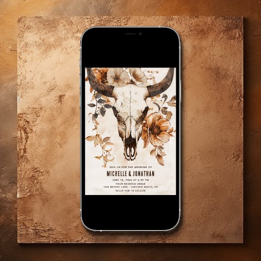 ブル素朴カウースカルフローラボホウェスタン結婚ズ 招待状