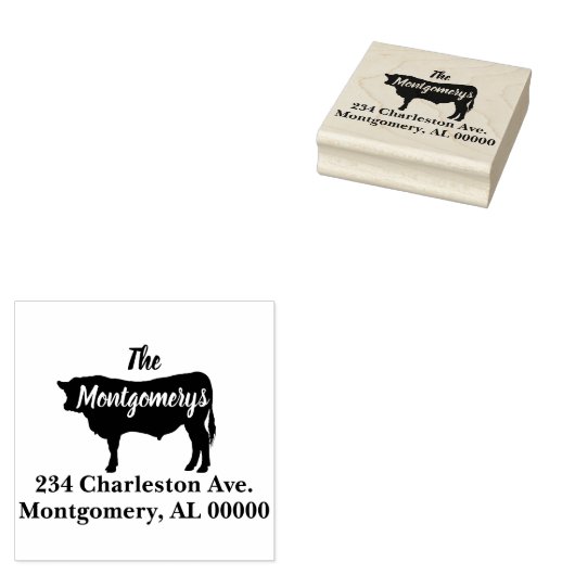 ブル素朴シルエットファミリーアドレス ラバースタンプ (押印)