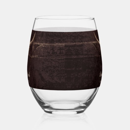 ブル素朴スカルの結婚カントリー・ウェスタンの質感 ステムなしワイングラス (左)