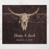 ブル素朴スカルの結婚カントリー・ウェスタンの質感 ビールラベル (シングルラベル)