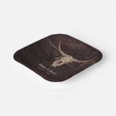 ブル素朴スカルの結婚カントリー・ウェスタンの質感 ペーパープレート (傾斜あり)