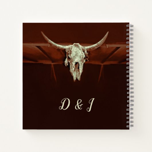 ブル素朴スカル結婚ズウエスタンブラウンカントリー ノートブック (裏面)