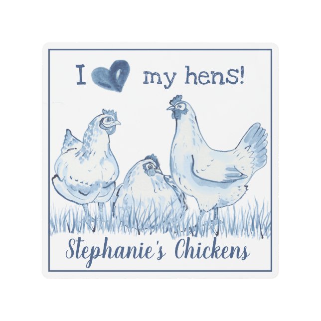 ブル素朴ーチキン、ヘン・クープ・サパーソナライズされたイン メタルプリント (正面)