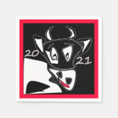 ブル記号2021年新年カレン中国のダーブラックw スタンダードカクテルナプキン (正面)