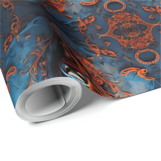 ブル鮮やかポートレートとフローラモチーフ ラッピングペーパー (ロールコーナー)