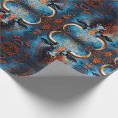 ブル鮮やかポートレートとフローラモチーフ ラッピングペーパー (角)