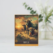 ブル | かわいい家族ヴィンテージ動物はがき ポストカード (スタンド正面)