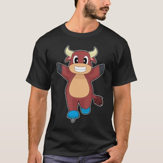 ブル アイススケート スケート ウィンタースポーツ Tシャツ (正面)