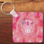 ブル，人生の花，青，曼荼羅，禅，チャクラ キーホルダー (正面)