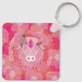 ブル，人生の花，青，曼荼羅，禅，チャクラ キーホルダー (裏面)