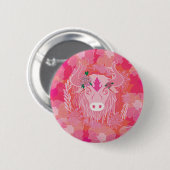 ブル，人生の花，青，曼荼羅，禅，チャクラ 缶バッジ (正面&裏面)