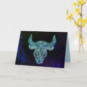 ブル〔占星術の〕十二宮図グリーティングカード カード (黄色い花)